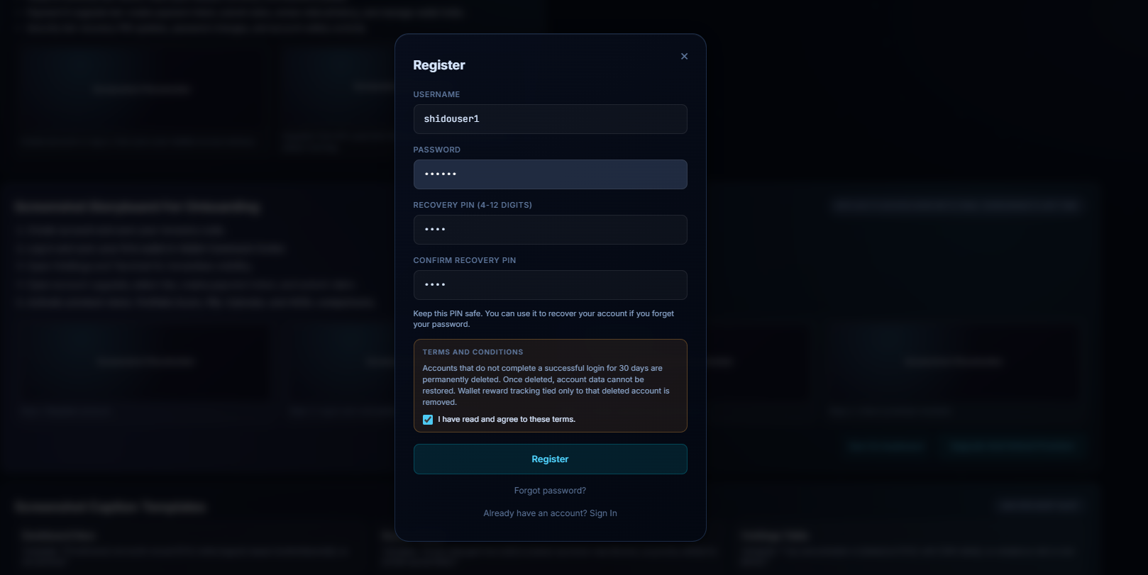 Account: Sign In + Wallet Sync